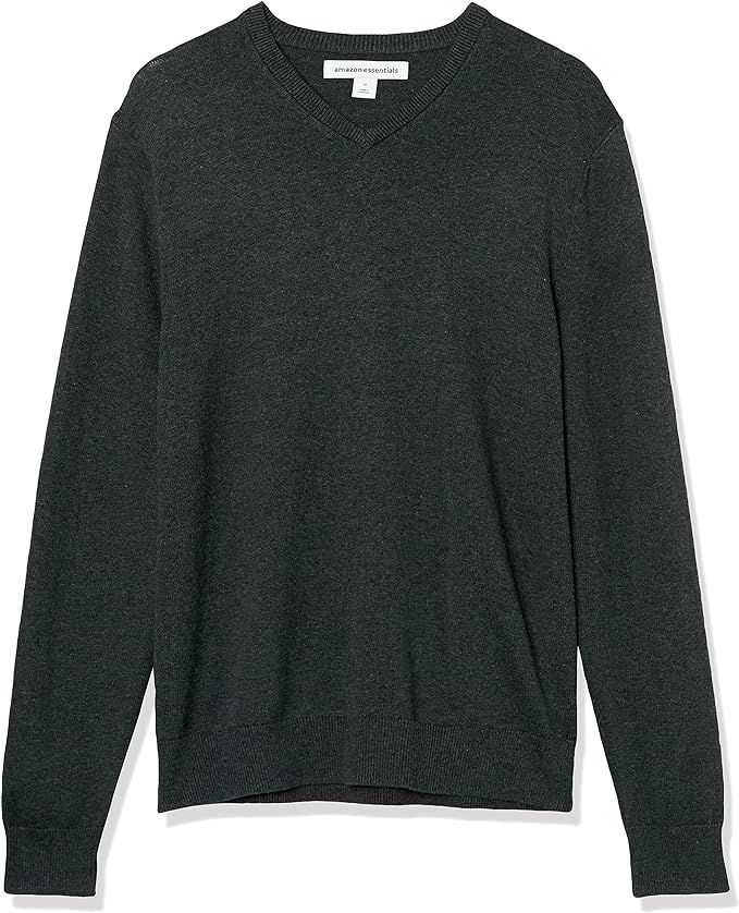 Amazon.com: Amazon Essentials Men's V-Neck Sweater (Available in Plus Size), Brown Heather, Small... | Amazon (US)