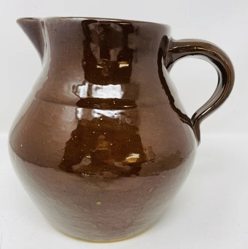 Vintage 1960’s, Hand Made Brown Glazed Primitive Pottery Milk Pitcher | eBay US