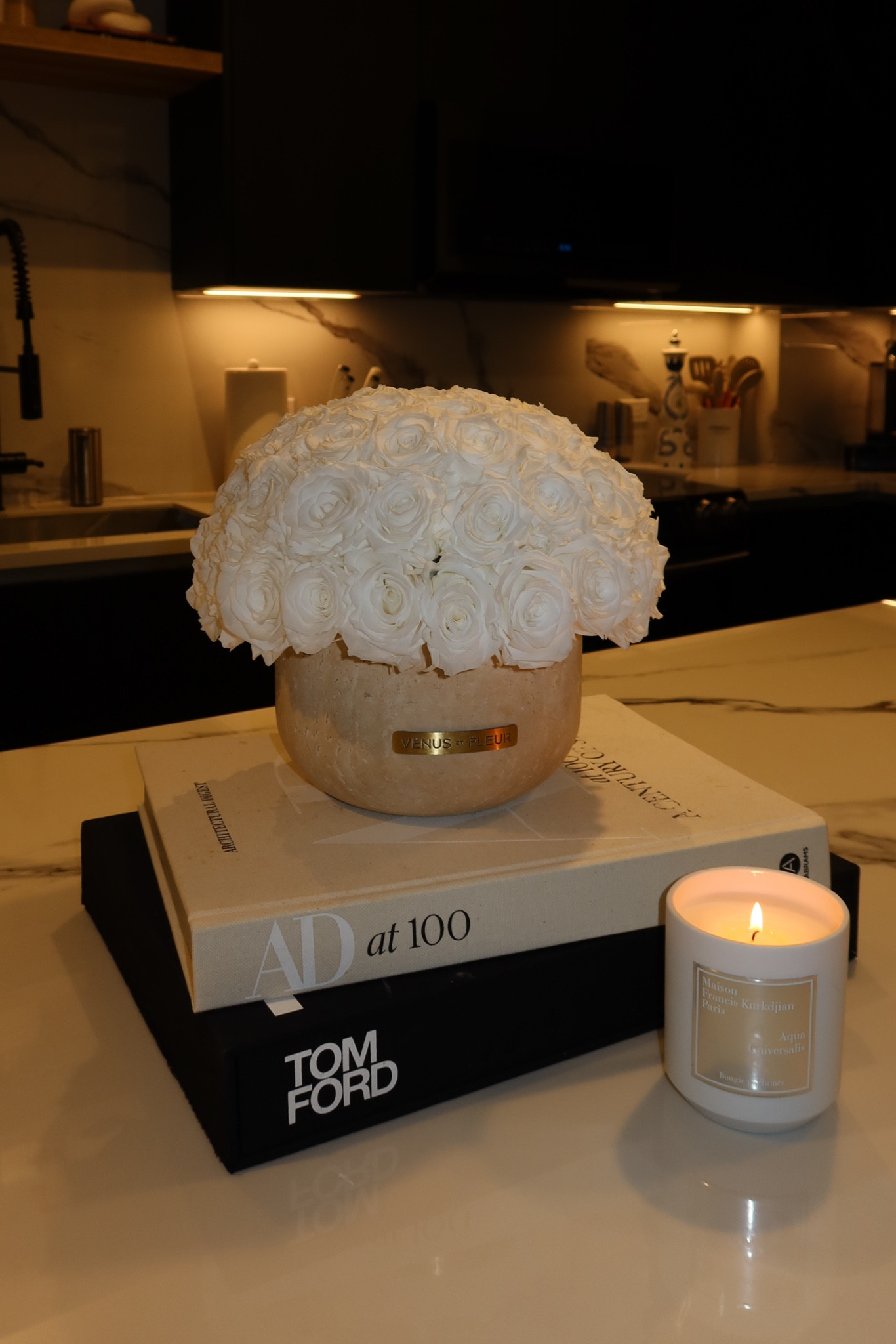 Kitchen decor 🫶🏼 I love coming home to a clean house. These eternal flowers smell so good and always make my home feel fresh along with this candle I got as a gift for my bridal shower. 

#LTKhome #LTKwedding #LTKGiftGuide