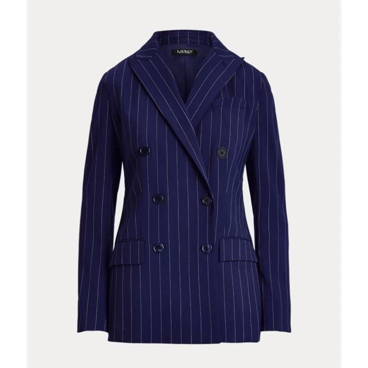 Ralph Lauren Women's Tailored jacket - Blue/White - 8 | Depop US