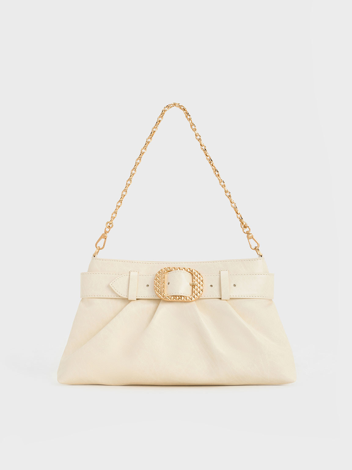 Avis Belted Ruched Shoulder Bag | Charles & Keith US