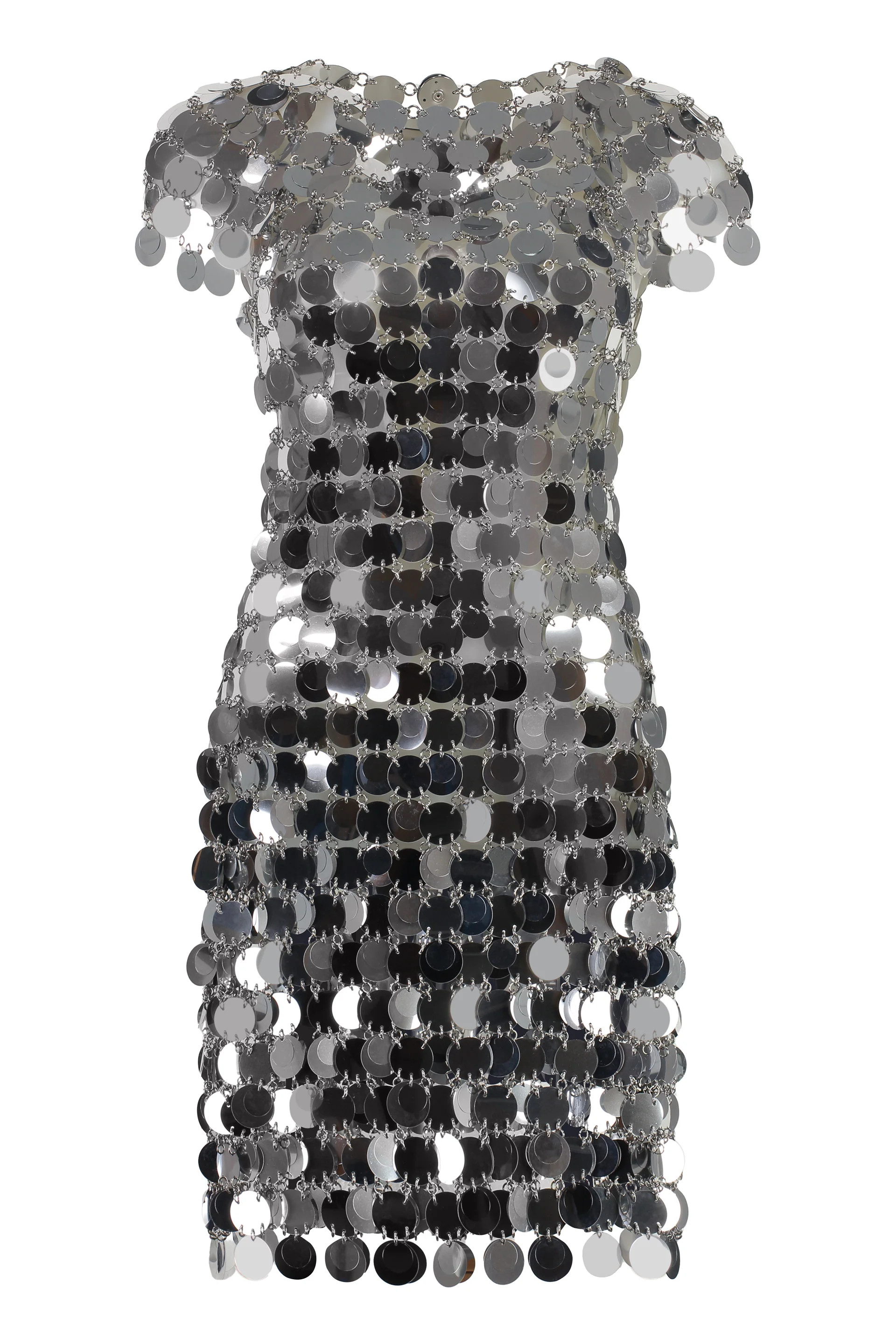 Rabanne Women's Sparkles Mini Dress in Silver | Size 38 | 19EIR0014PS0133 Color P040 | LOZURI