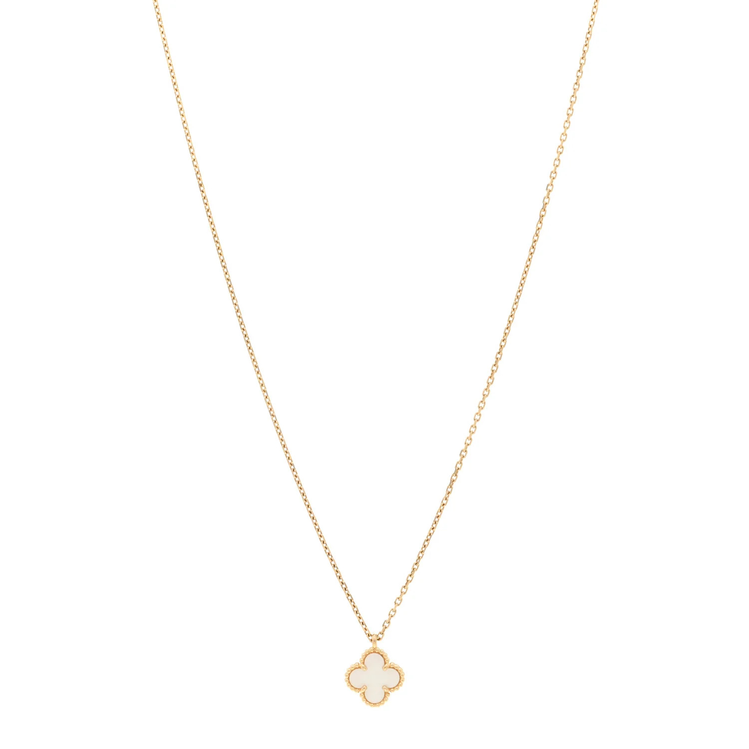 18K Yellow Gold Mother of Pearl Sweet Alhambra Pendant Necklace | FASHIONPHILE (US)