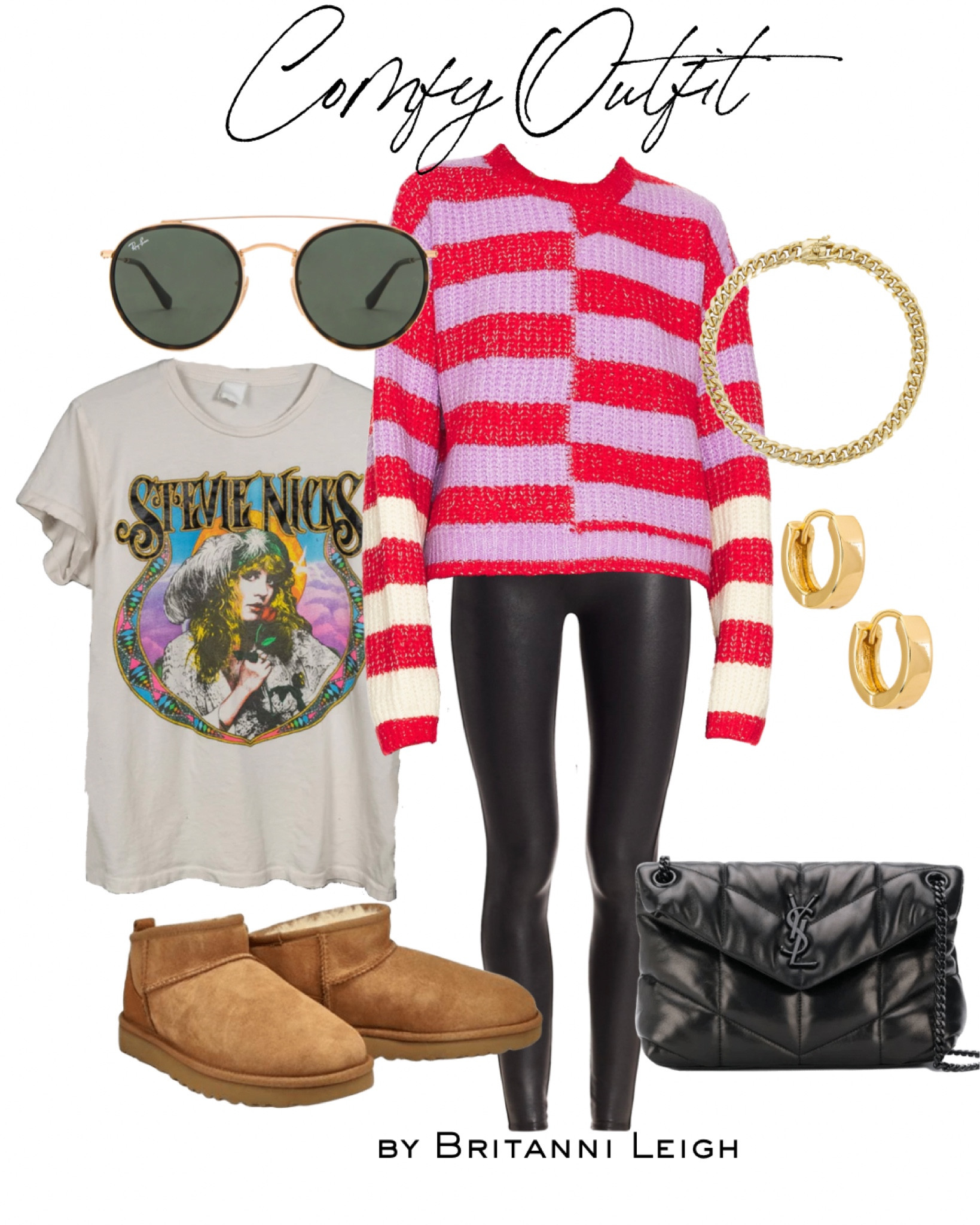 Comfy outfit, sweater, Spanx leggings, band tee, graphic tee, ugh, ugh boots

#LTKSeasonal #LTKstyletip #LTKshoecrush