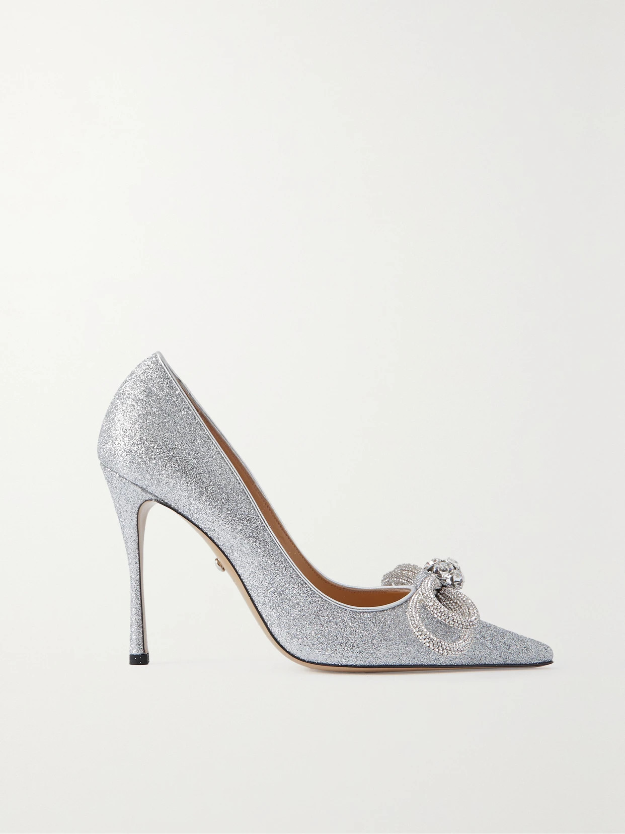MACH & MACH Double Bow crystal-embellished glittered leather pumps | NET-A-PORTER | NET-A-PORTER (US)