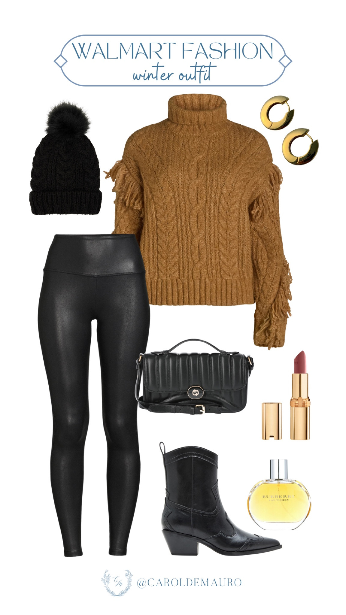 Stay cozy and stylish this winter in this Walmart Fashion outfit! The chunky cable knit sweater and faux leather leggings are perfect for staying warm while still looking chic. Add a pop of color with bold red lipstick and finish the look with a cute beanie and low-cut western boots.
#affordablefashion #everydayclothes #petitelook #beautyfinds

#LTKStyleTip #LTKBeauty #LTKSeasonal