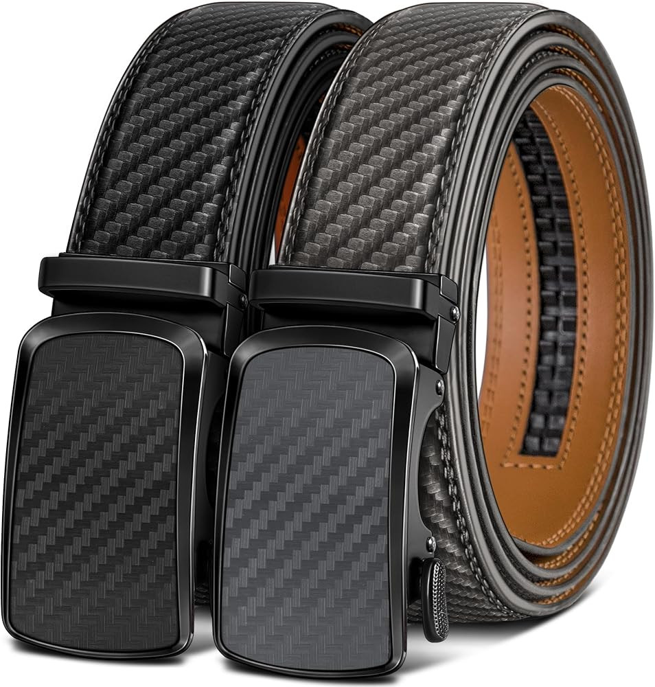 BULLIANT Men's Ratchet Belt 2 Pack-Click Leather Belt Adjustable for Men Gift 1 3/8-Cut for Perfe... | Amazon (US)