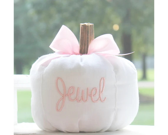 White Bow Pumpkin Pink Pumpkin Monogrammed Name Pumpkin | Etsy | Etsy (US)
