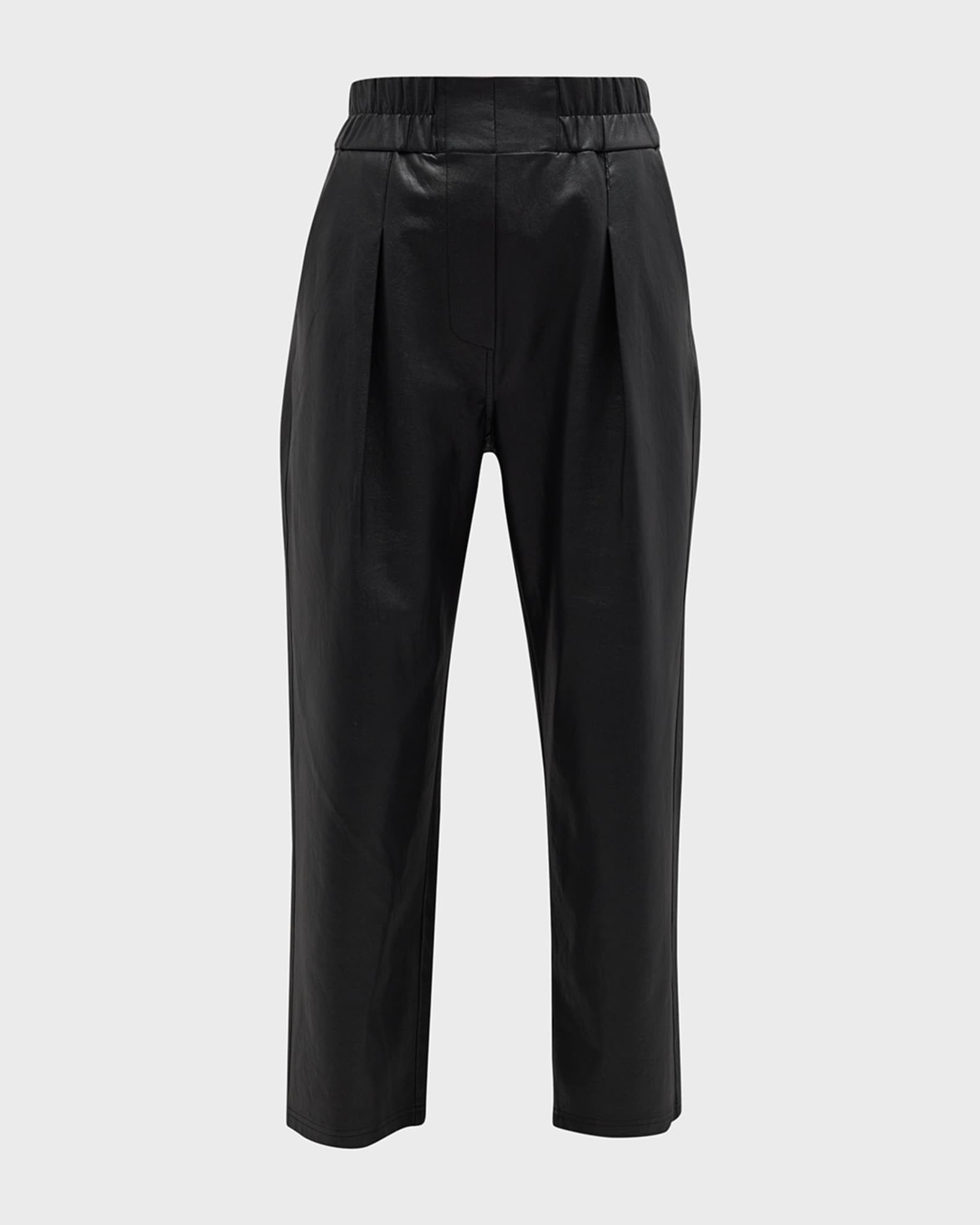 Fiera Pleated Cropped Vegan Leather Pants | Neiman Marcus