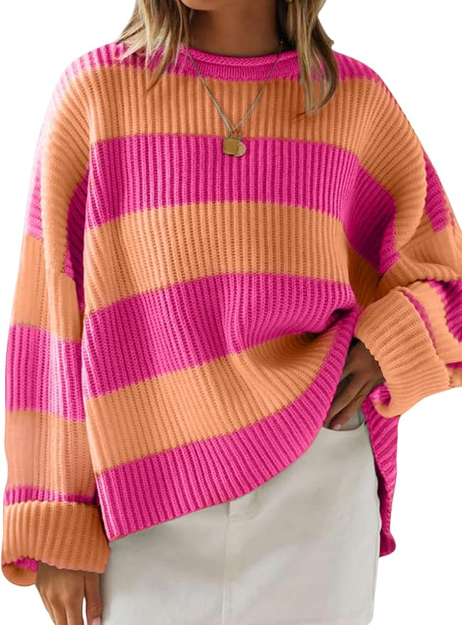 Simier Fariry Women Fall Oversized Pullover Sweater Drop Shoulder Long Sleeve Comfy Knitwear Retr... | Amazon (US)