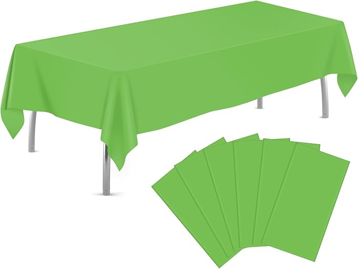tujol Lime Green 6 Pack Plastic Table Cloth 54" x 108", Disposable Tablecloths Rectangle Table Co... | Amazon (US)