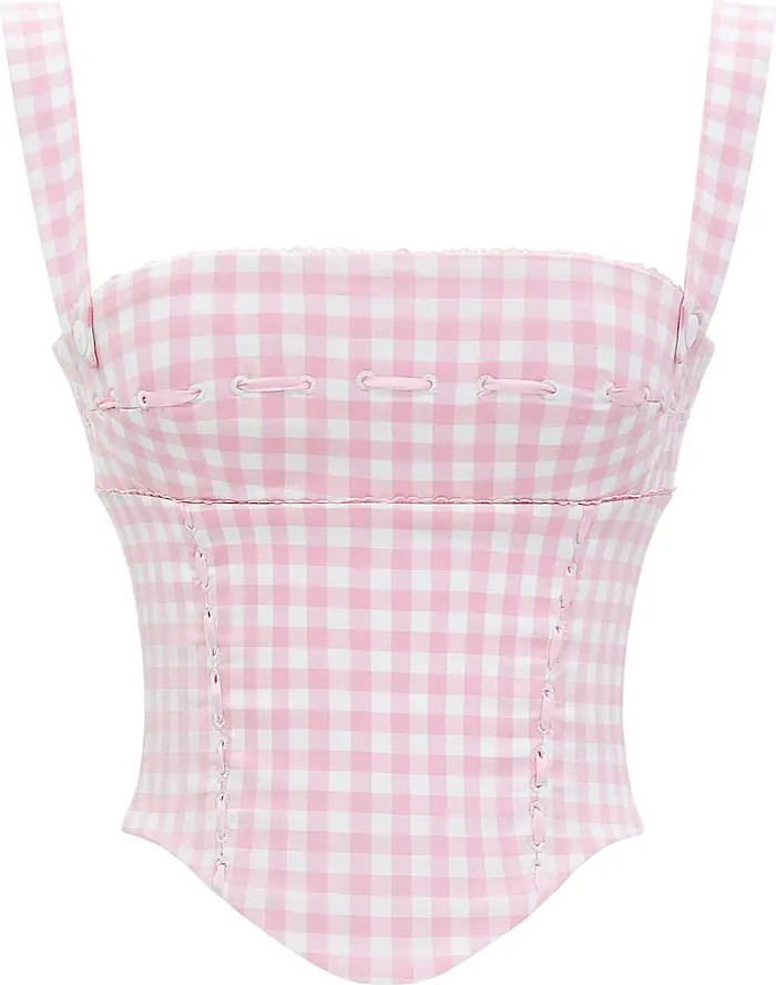 HOUSE OF CB Lottie Gingham Corset Top | Nordstrom | Nordstrom