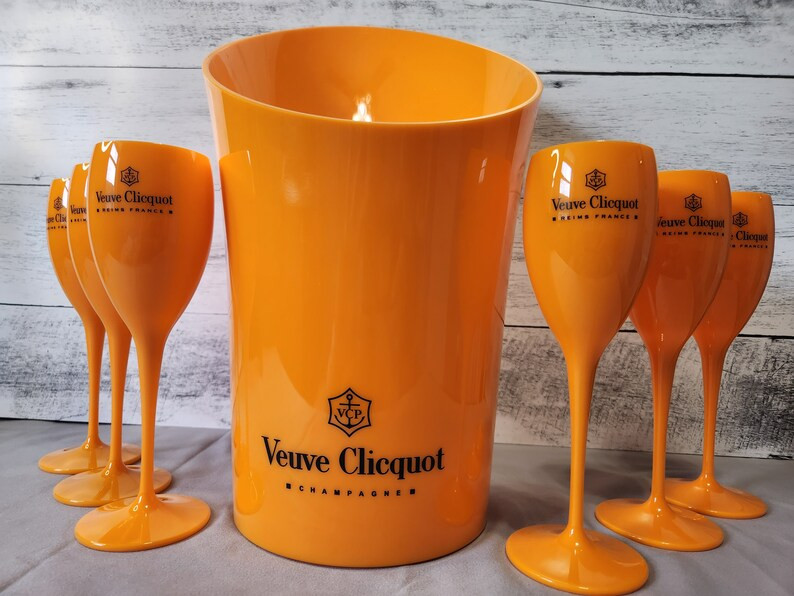 Veuve Clicquot Orange Acrylic Magnum Champagne Ice Bucket 15" With 6 Flutes New | Etsy (US)