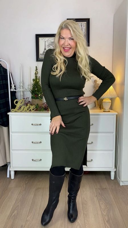 Day 10 of my 12 FASHION AND STYLE DAYS OF CHRISTMAS- get ready with me. 
If in doubt, wear a dress!! Especially a ribbed knit in a neutral colour like this khaki one - perfect to dress up or down. 

#LTKVideo #LTKHoliday #LTKstyletip