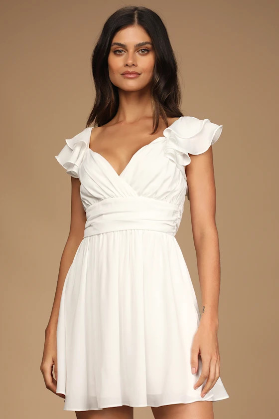 Daytime Darling White Ruffled Mini Dress | Lulus (US)