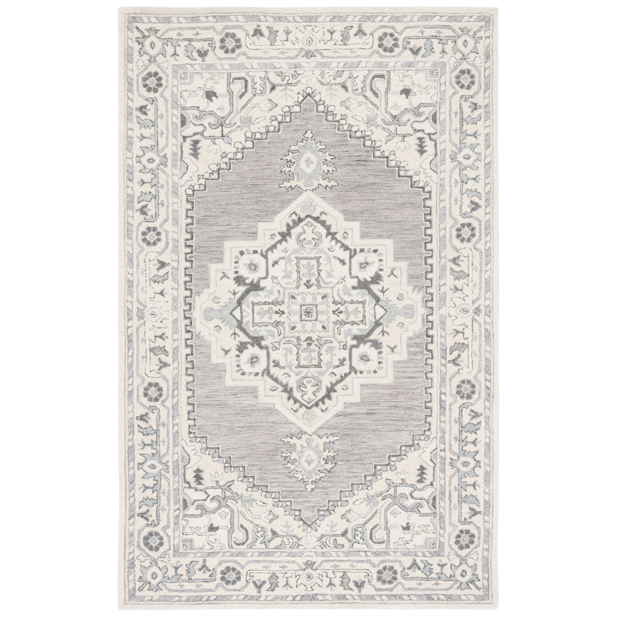 SAFAVIEH Metro Bevis Medallion Area Rug, Grey/Ivory, 4' x 6' - Walmart.com | Walmart (US)