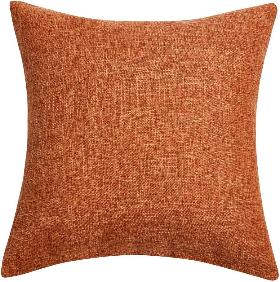 Anickal Fall Pillow Covers 18x18 Inch for Fall Decor Set of 2 Burnt Orange Rustic Linen Decorativ... | Amazon (US)