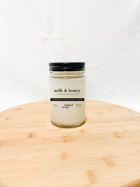 Milk and Honey Scented Candle  12oz Candle  Wooden Wick | Etsy Canada | Etsy (CAD)