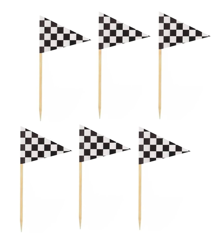 JAVD Checkered Racing Flag Checkered Racing TriangleToothpick Flag Small Checkered Mini Stick Cup... | Amazon (US)