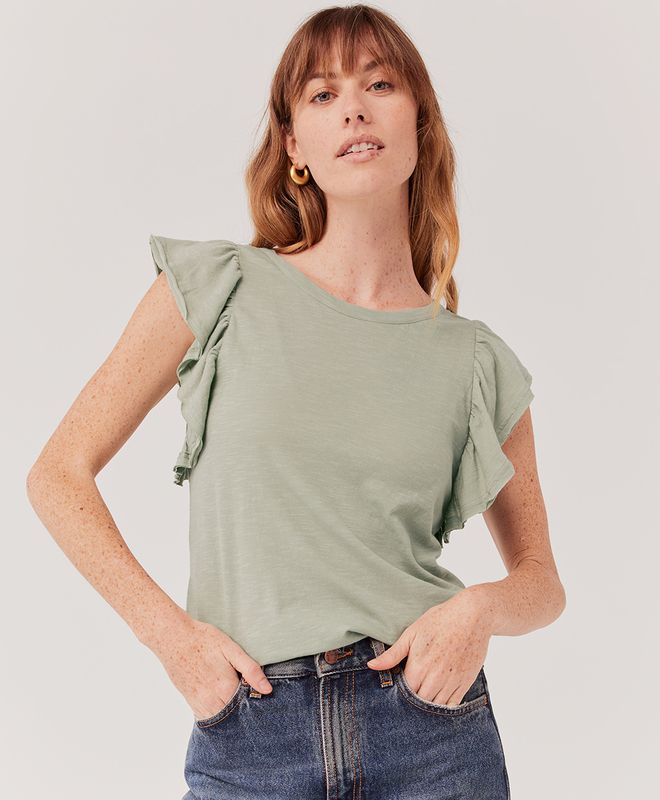 tissue slub femme ruffle tee | Pact Apparel