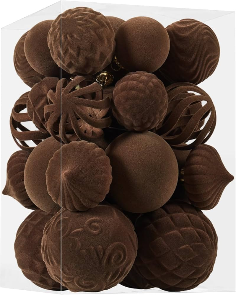 30pcs Velvet Christmas Ball Ornaments, Flocked Shatterproof Christmas Ornaments Hanging Xmas Tree... | Amazon (US)