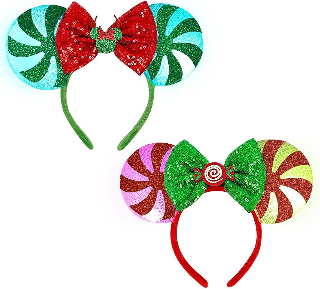 2 PCS Mouse Ears Headbands with LED Light Sequin Headbands Park Ears for Party Favors Cosplay Acc... | Amazon (US)