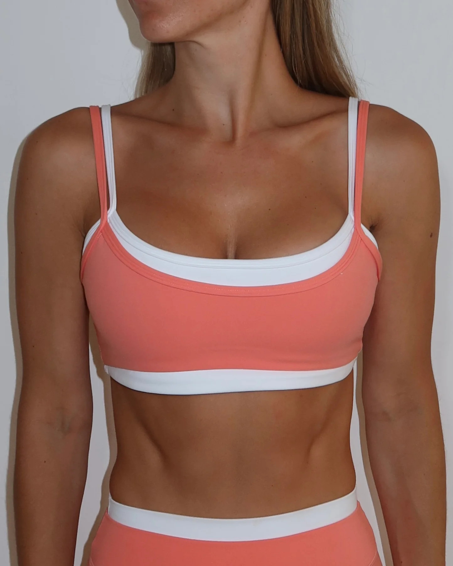 Double Layer Scoop Bra - Guava & White | Liaison the Label