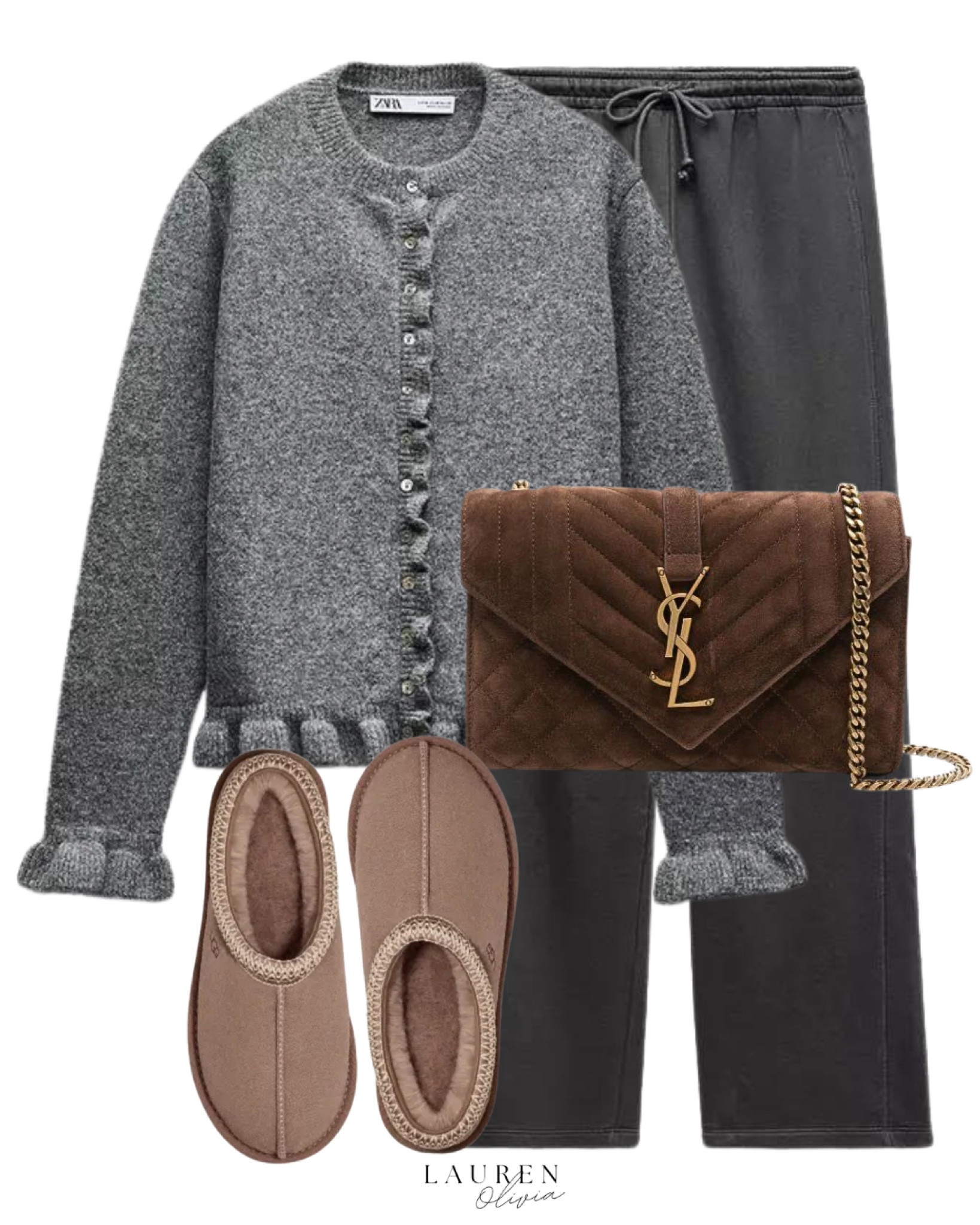 Brown & grey = Autumn dream combo 🐻🩶

Tags: grey outfit, brown outfit, brown suede handbag, Ugg Tasman, Ugg, grey joggers, grey loungewear, grey cardigan, autumn outfit, autumn fashion 

#LTKautumn #LTKeurope #LTKuk