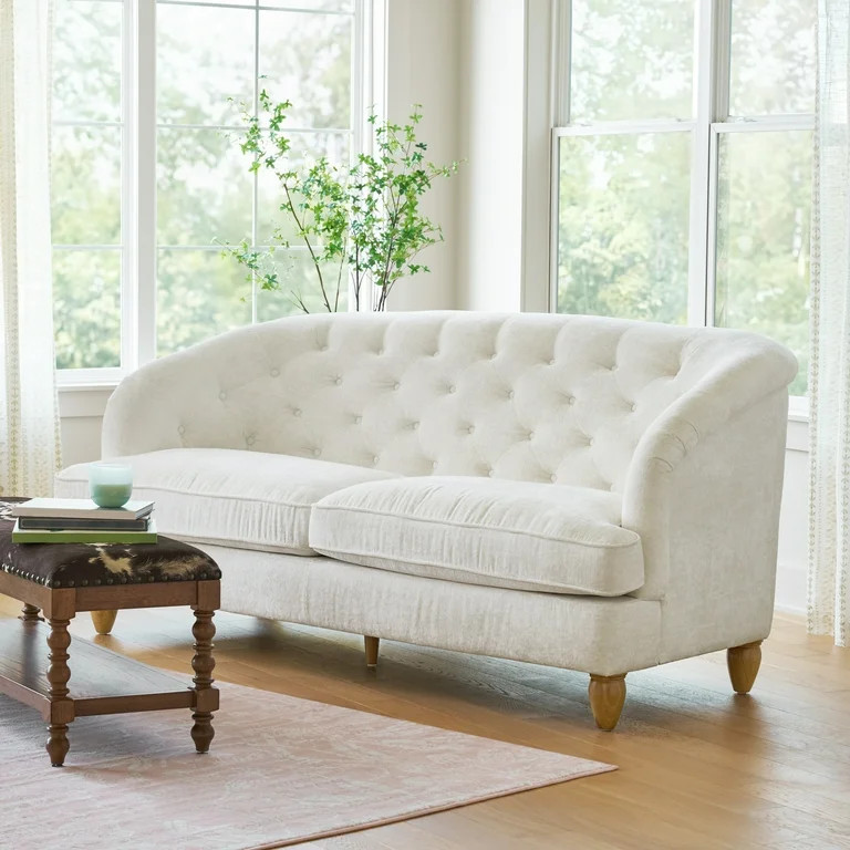 The Pioneer Woman Laurel Tufted Sofa, Cream Velvet, 79.53 in - Walmart.com | Walmart (US)