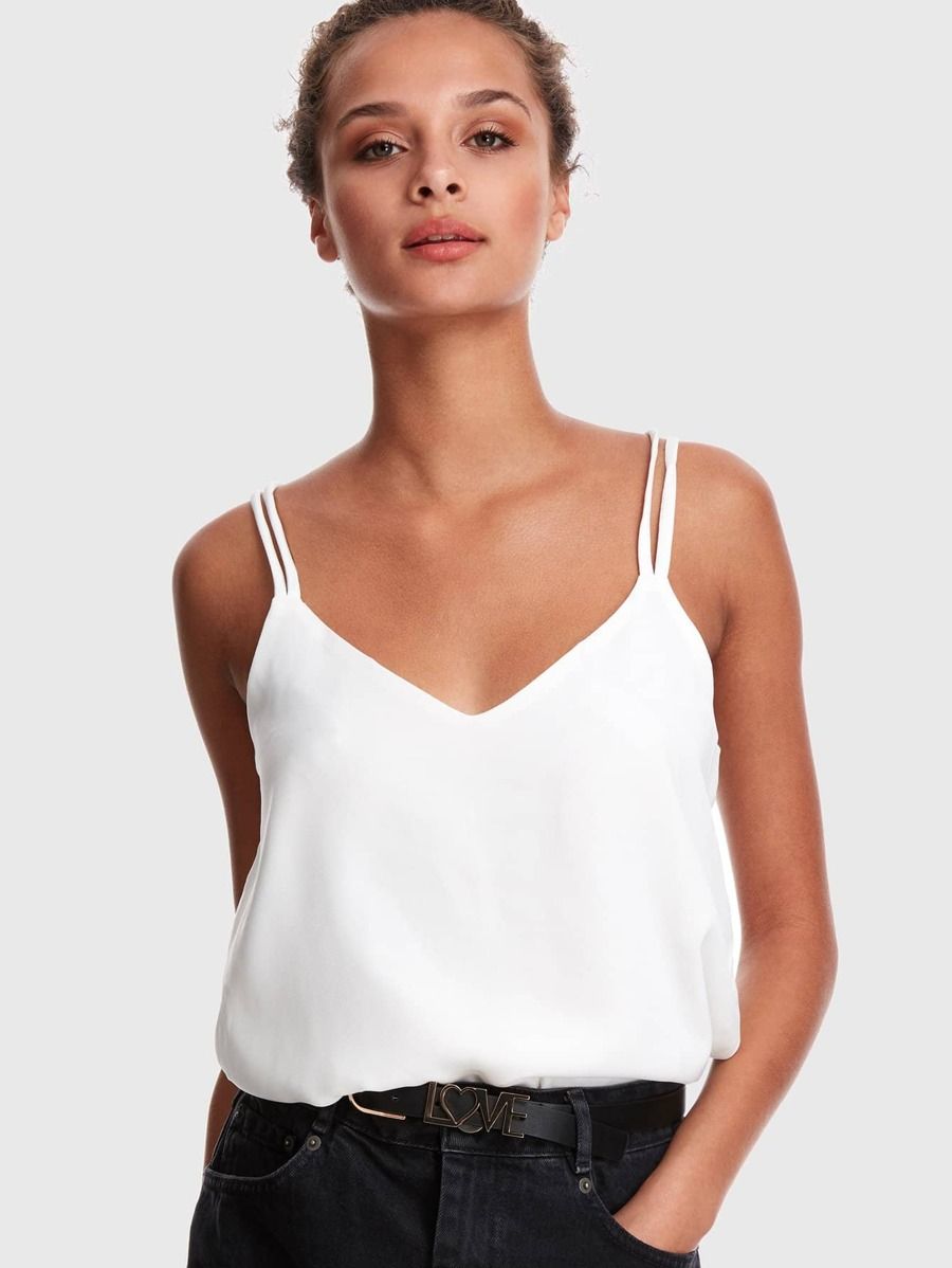 Cross Back Solid Strappy Top | SHEIN
