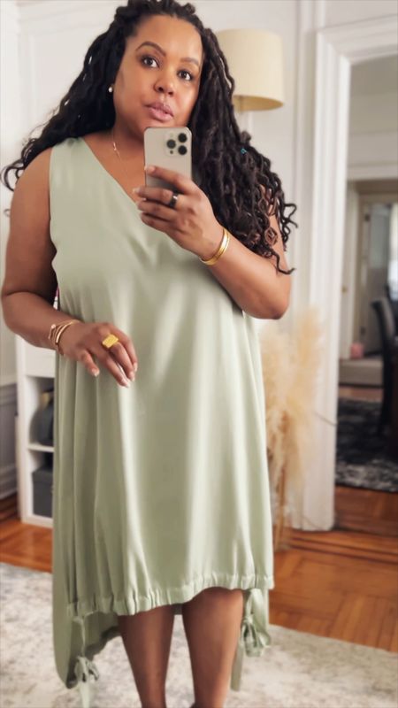 Brielle Adjustable Hem Mini Tank Dress in Desert Sage. Wearing XXL. TEREA an Amazon exclusive. Linking additional pieces as well. Summer dress, green dress, v-neck dress, sleeveless dress, midsize style inspo  #FoundItOnAmazon #AmazonFashion #ltkunder100 

#LTKcurves #LTKstyletip #LTKSeasonal