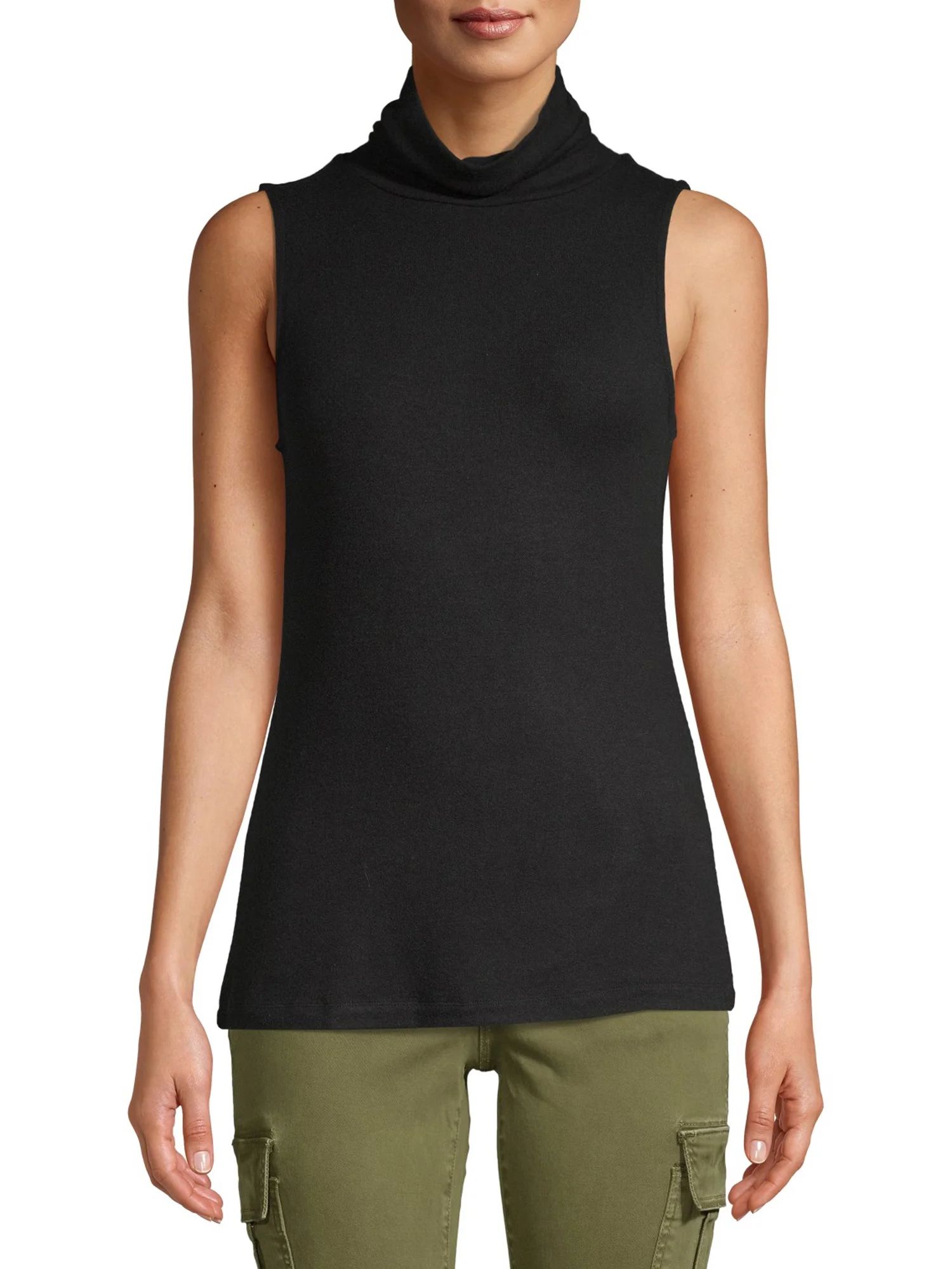 Scoop Sleeveless Mock Neck Sweater Tank Women's | Walmart (US)