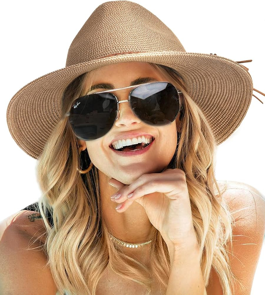 FURTALK Sun Hats for Women Summer Wide Brim UV UPF 80+ Panama Fedora Foldable Packable Straw Beac... | Amazon (US)