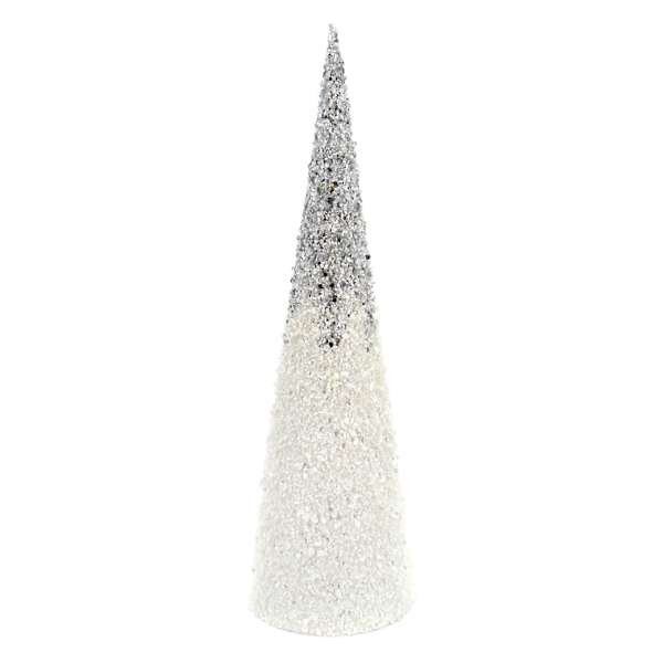 Found & Fable Silver & White Glittered Ombre Cone Tree, 24" | At Home