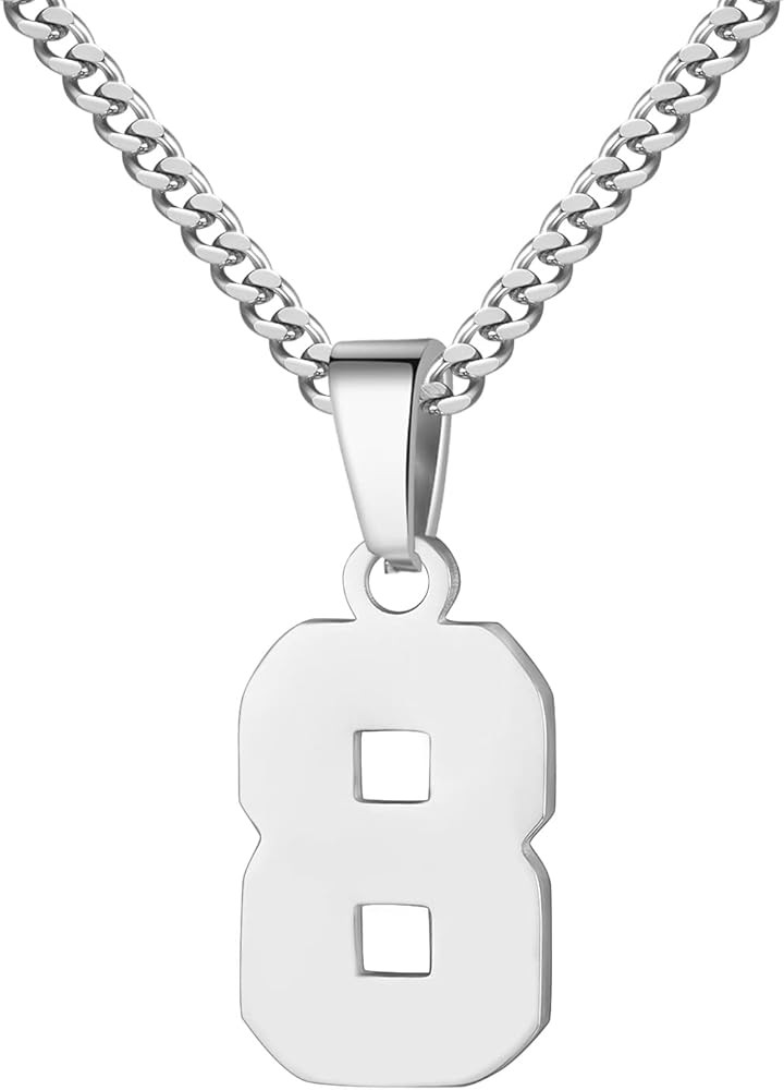 Number Necklace for Boy 0-99 Athletes Jersey Number Necklace Stainless Steel Chain 22+2 inch Pers... | Amazon (US)