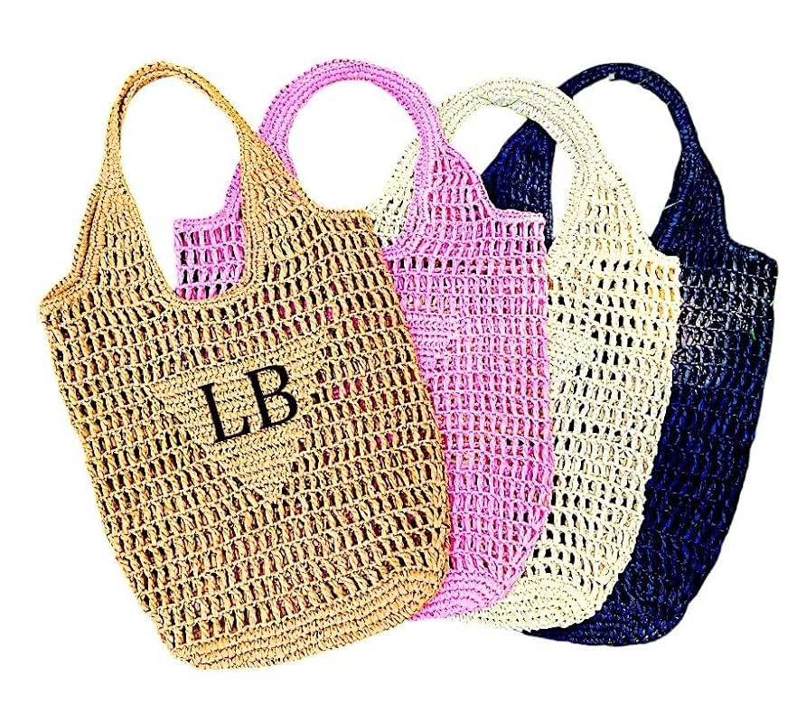 Straw Beach Bag, Large Woven Shoulder Purse Handbag, Beach Tote Straw Bag for Summer Vacation, Pe... | Amazon (US)