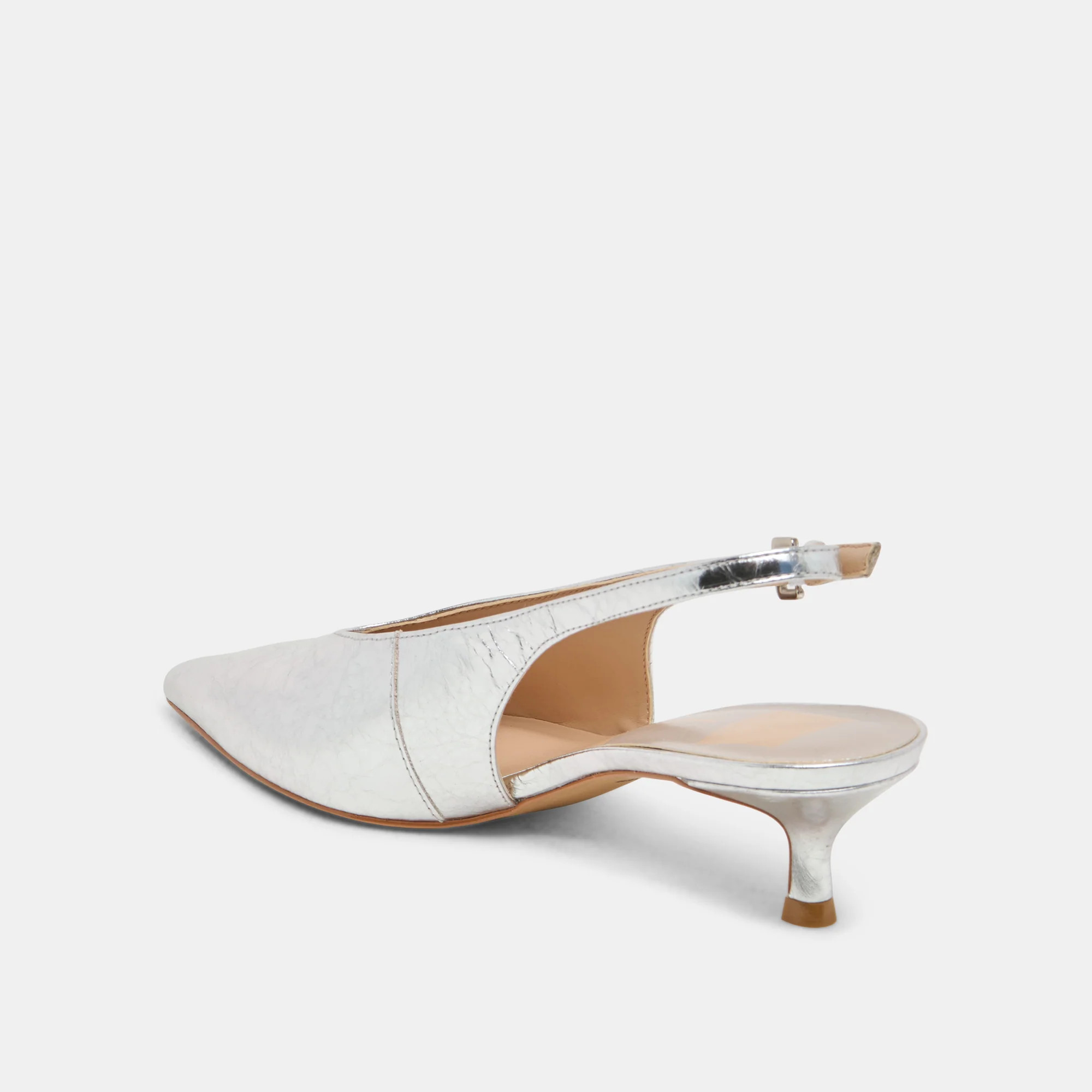 ALENNA HEELS SILVER DISTRESSED LEATHER | DolceVita.com