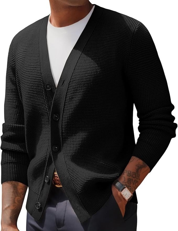Mens waffle textured cardigan sweater 




#LTKMens