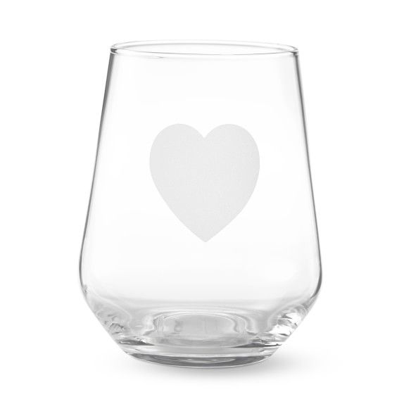 Valentine's Day Etched Heart Stemless Wine Glasses, Set of 4 | Williams-Sonoma