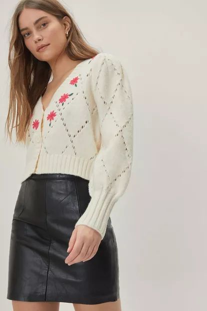 Floral Embroidered Button Down Cardigan | Nasty Gal (US)