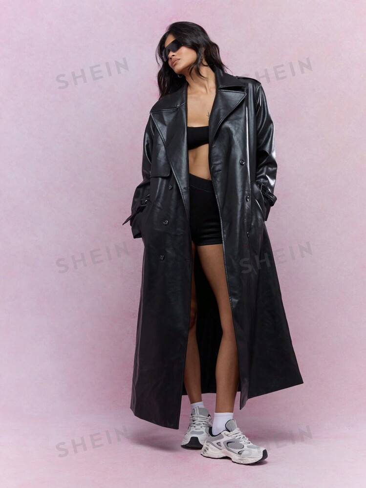 $55.99      
    $69.99
   
  -20%
       MISSGUIDED PU Double Breasted Longline Trench Jacket Si... | SHEIN