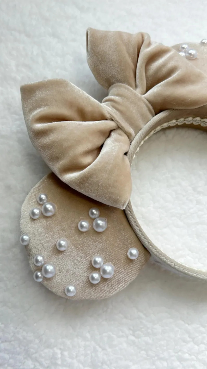 Cream Neutral Pearl Minnie Ears - Etsy | Etsy (Global)