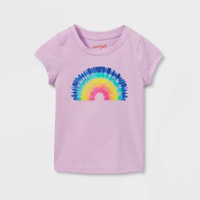 Toddler Girls&#39; Tie-Dye Rainbow Short Sleeve T-Shirt - Cat &#38; Jack&#8482; Purple 12M | Target