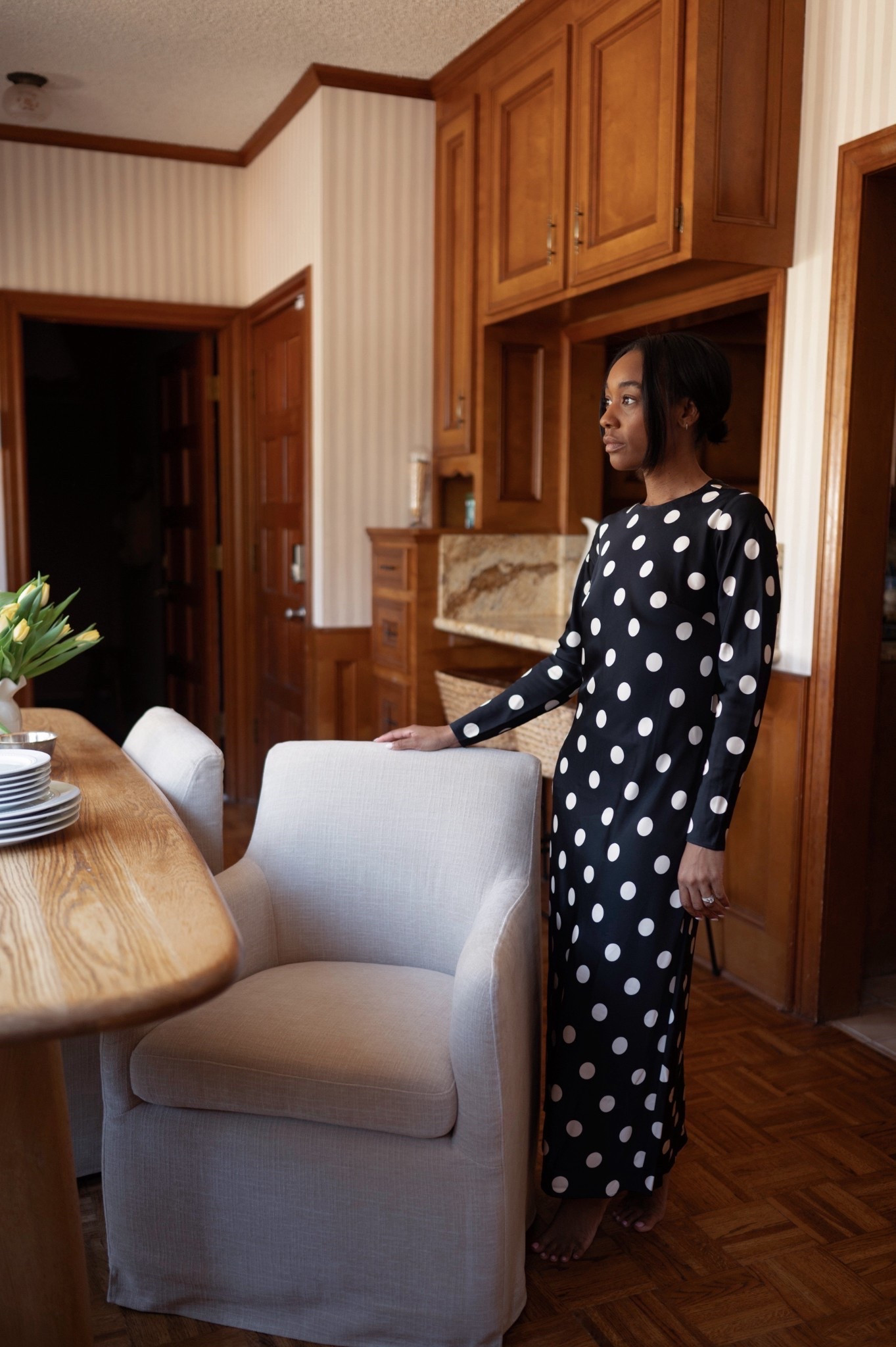 Dining room chairs and polka dot dress 

#LTKootd #LTKHome