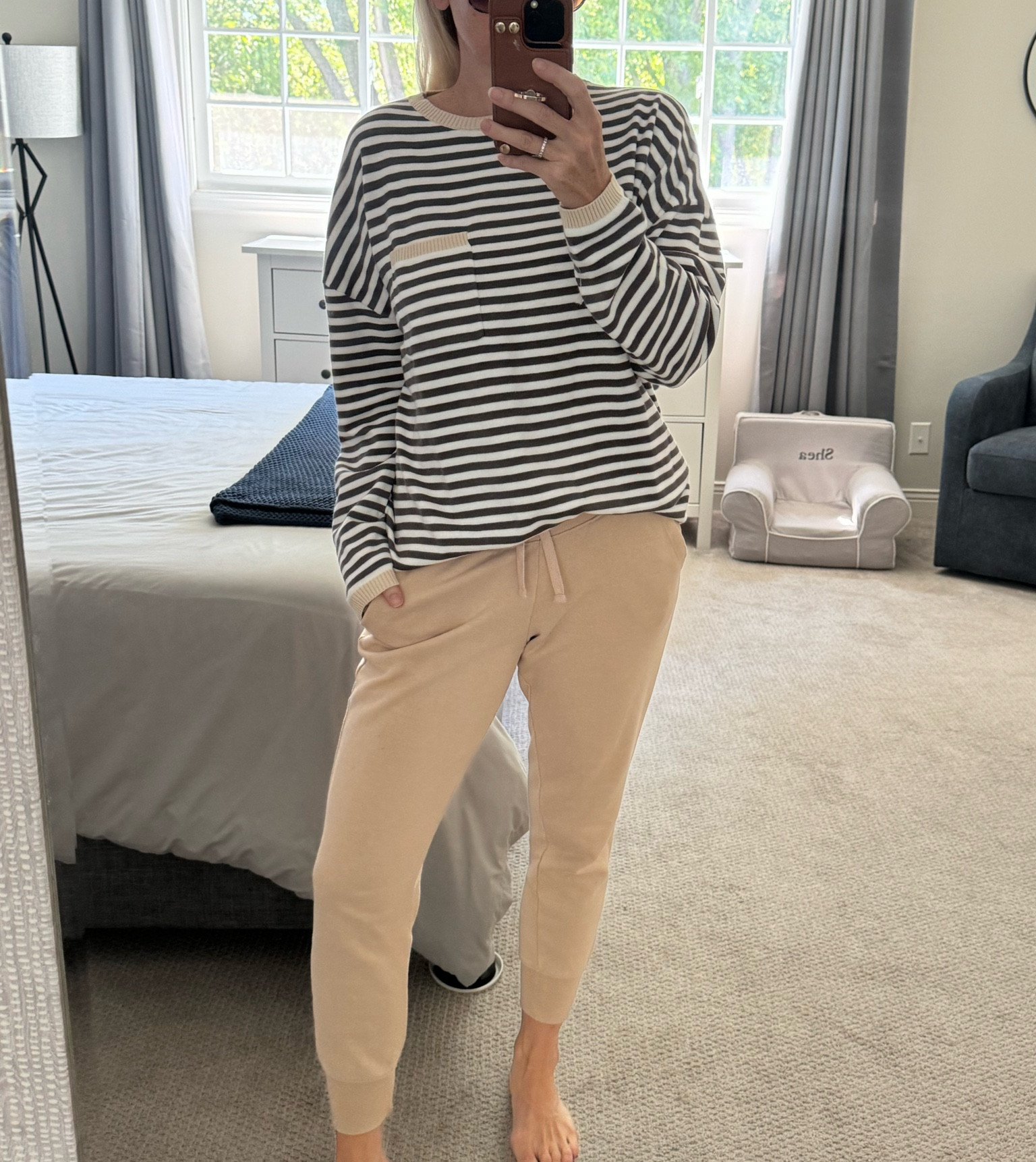 To wear as pajamas or school drop off.... or let's be honest those lines are blurred. 

#amazon #stripetop #longsleeve #joggers 