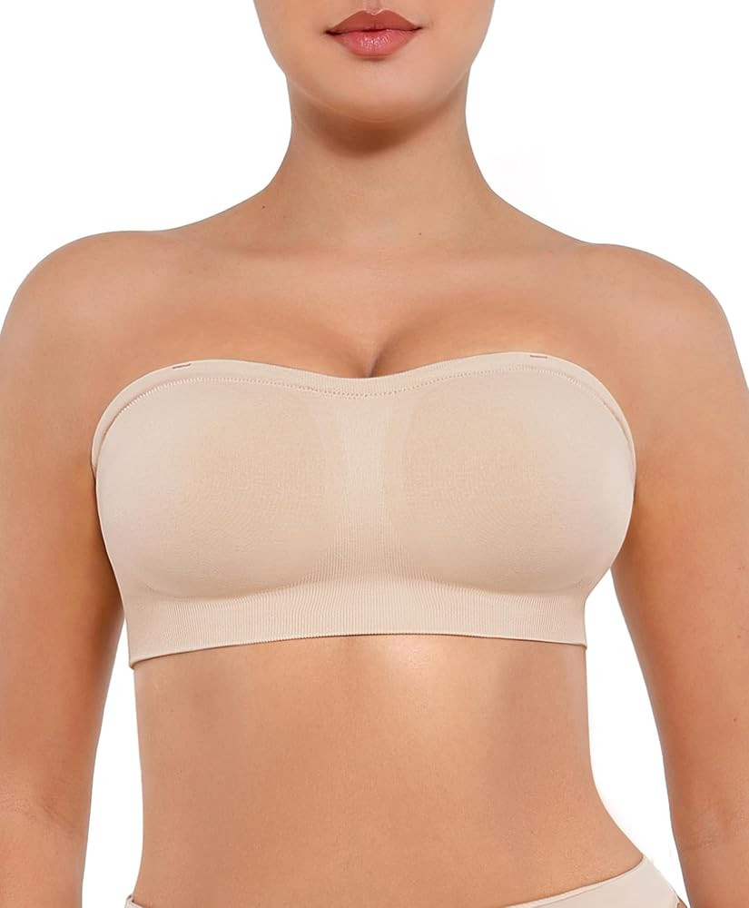 FeelinGirl Strapless Bra for Women Seamless Wireless Bralette - Strapless Support, Adjustable & P... | Amazon (US)