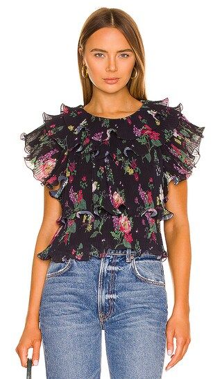Mosie Ruffle Top in Black Floating Floral | Revolve Clothing (Global)