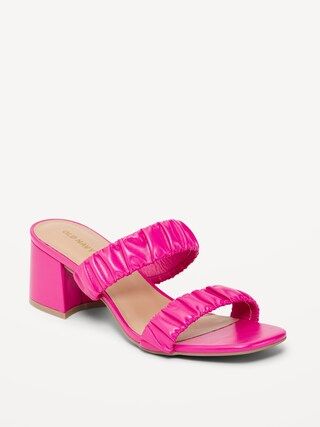 Faux-Leather Strappy Block-Heel Mule Sandals for Women | Old Navy (US)