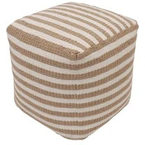 Better Homes & Gardens 16" x 16" x 16" Natural Jute Striped Pouf | Walmart (US)