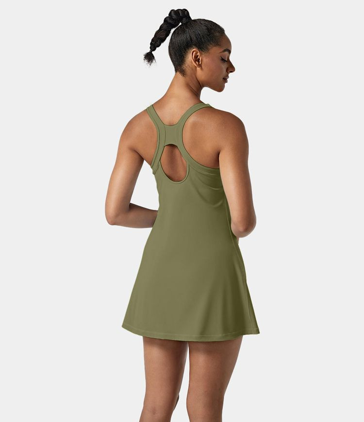 Women's Everyday Cloudful® Air Racerback Cut Out Side Pocket Tennis Dress-Glee Air - HALARA | HALARA